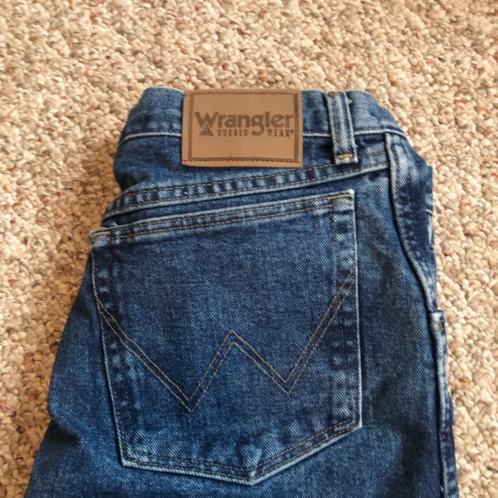 Wrangler Blue Denim Jeans with Leather Logo Patch